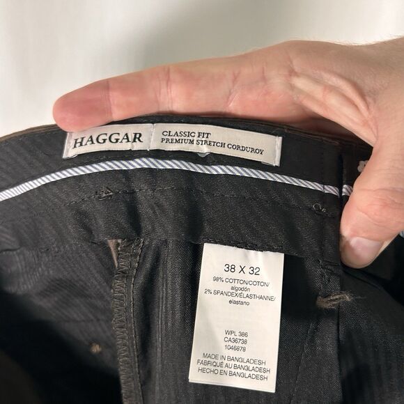 New Haggar Corduroy Pants Men's 38x32 Brown 212 Comfort Waist Classic Fit - Picture 9 of 10